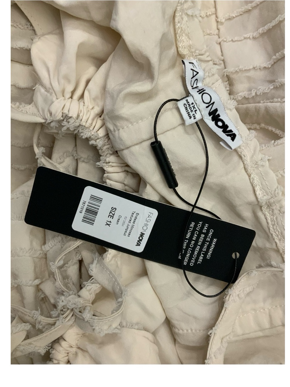 Fashion Nova Endless Mimosas Textured Cream Colored Jumpsuit Size 1X NWT - Picture 4 of 5
